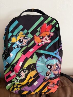 Sprayground Kids Backpack - Powerpuff Girls Black with Neon Accents